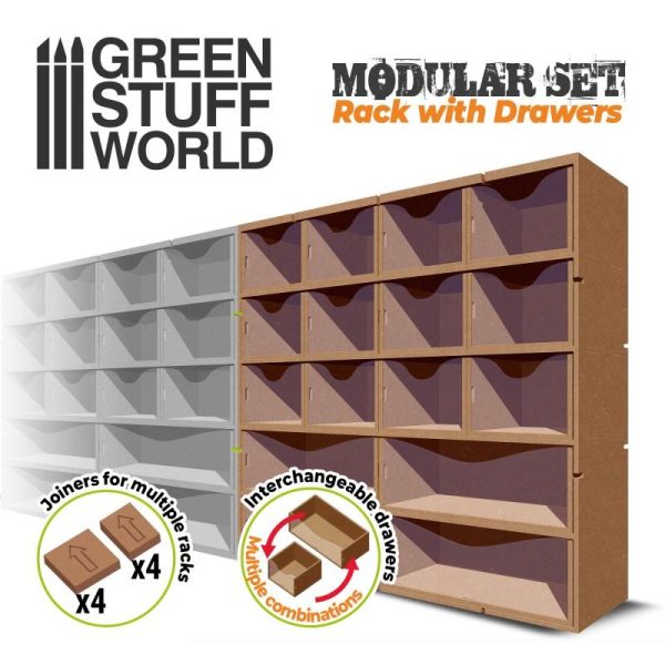 Green Stuff World   Paint Racks MDF Vertical rack with Drawers - 8435646504605ES - 8435646504605