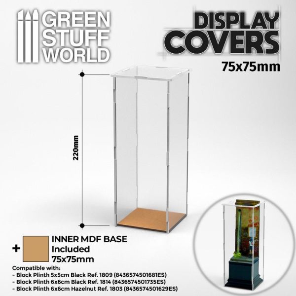 Green Stuff World   Display Plinths Acrylic Display Covers 75x75mm (22cm high) - 8435646506982ES - 8435646506982