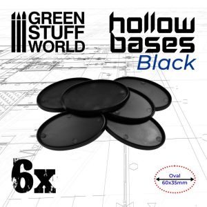 Green Stuff World   Plain Bases Hollow Plastic Bases - BLACK Oval 60x35mm - 8435646504025ES - 8435646504025