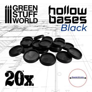 Green Stuff World   Plain Bases Hollow Plastic Bases - BLACK 25mm - 8435646504001ES - 8435646504001