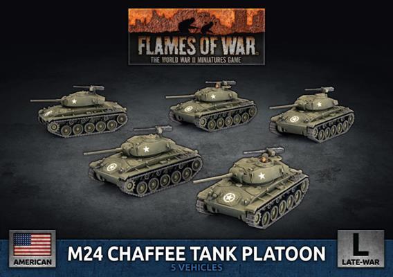 Battlefront Flames of War  United States of America M24 Chaffee Tank Platoon (x5 Plastic Vehicles) - UBX94 - 9420020253902
