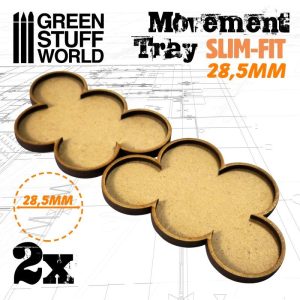 Green Stuff World   Movement Trays MDF Movement Trays 28,5mm x5 - SLIM-FIT - 8435646508825ES -