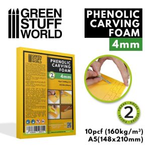 Green Stuff World   Foamboard Phenolic Carving Foam 4mm - A5 size - 8435646506012ES -