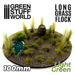 Green Stuff World   Sand & Flock Long Grass Flock 100mm - Light Green - 8435646507088ES - 8435646507088