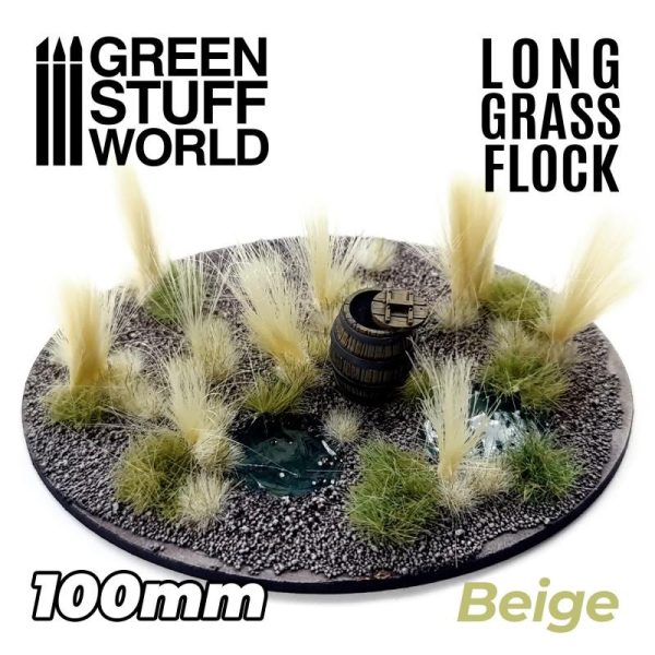 Green Stuff World   Sand & Flock Long Grass Flock 100mm - Beige - 8435646507095ES - 8435646507095