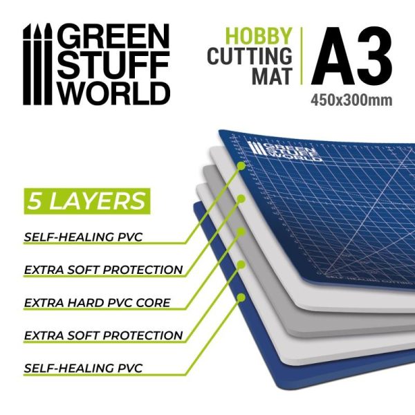 Green Stuff World   Cutting Mats BLUE Scale Cutting Mat A3 - 8435646506043ES -