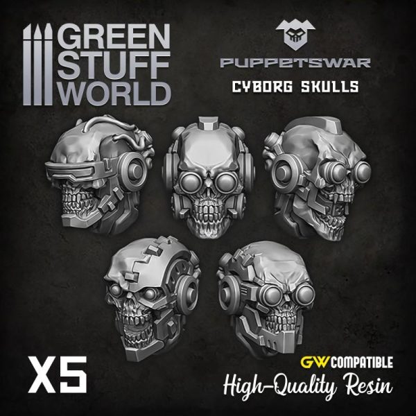 Green Stuff World   Green Stuff World Conversion Parts Cyborg Skulls Heads - 5904873422738ES -