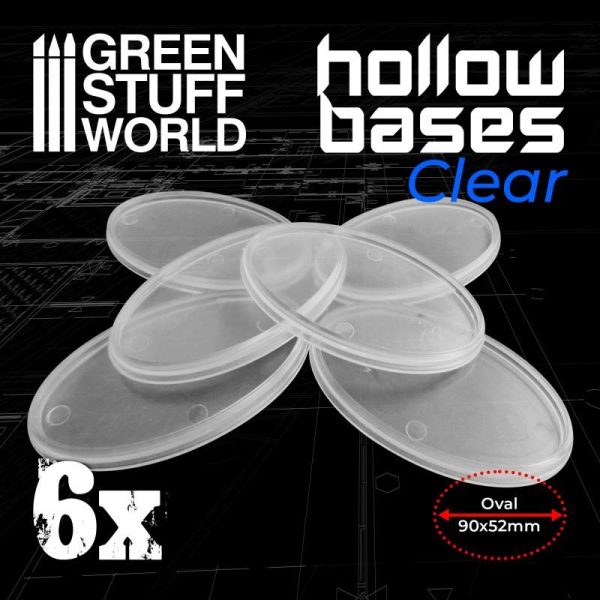 Green Stuff World   Plain Bases Hollow Plastic Bases -TRANSPARENT - Oval 90x52mm - 8435646504148ES -