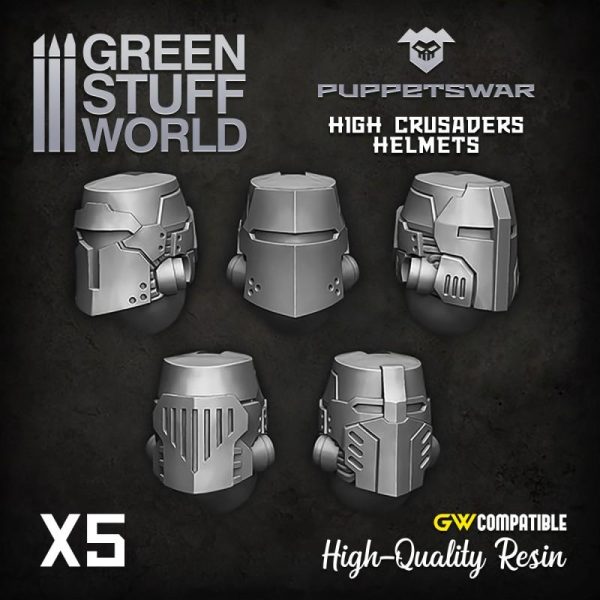 Green Stuff World   Green Stuff World Conversion Parts High Crusaders Helmets - 5904873421892ES -