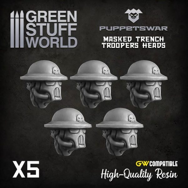 Green Stuff World   Green Stuff World Conversion Parts Masked Trench Troopers heads - 5904873420390ES -