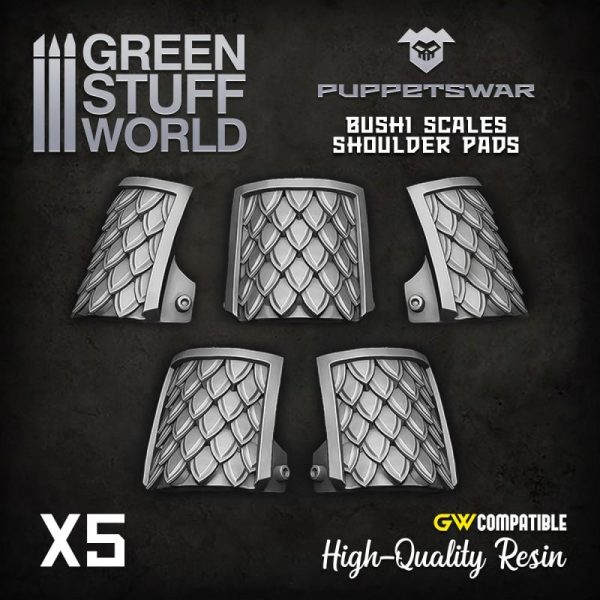 Green Stuff World   Green Stuff World Conversion Parts Bushi Scales shoulder pads - 5904873423131ES -