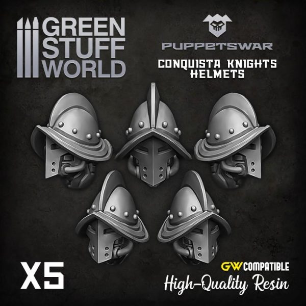 Green Stuff World   Green Stuff World Conversion Parts Conquista Knights Helmets - 5904873422592ES -