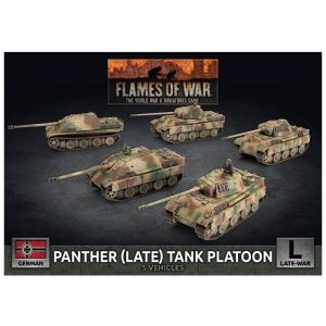 Battlefront Flames of War  Germany Panther (late 7.5cm) / Jagdpanther (8.8cm) Platoon (5x Plastic) - GBX181 - 9420020255425