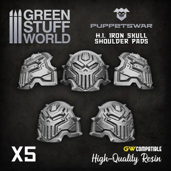 Green Stuff World   Green Stuff World Conversion Parts Iron Skull Shoulder Pads 2 - 5904873421793ES -