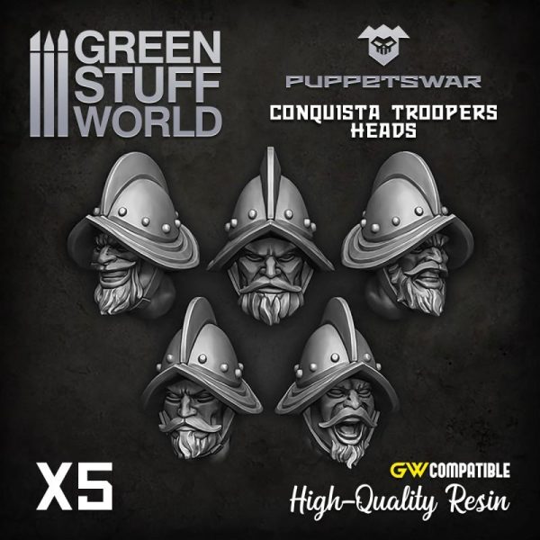 Green Stuff World   Green Stuff World Conversion Parts Conquista Troopers Heads - 5904873422608ES -