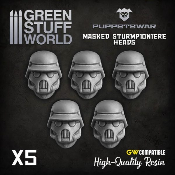 Green Stuff World   Green Stuff World Conversion Parts Masked Sturmpioniere heads - 5904873420383ES -