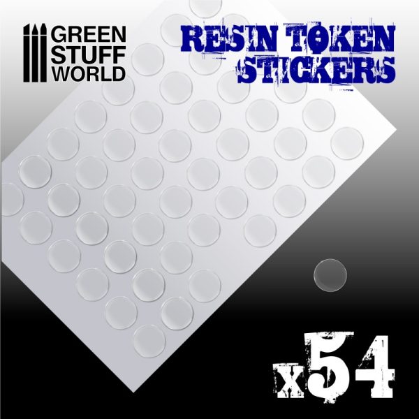 54x Resin Token Stickers 20mm 2