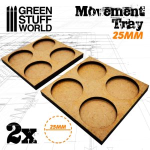 MDF Movement Trays 25mm 2x2 - Skirmish Lines 1