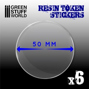 6x Resin Token Stickers 50mm 1