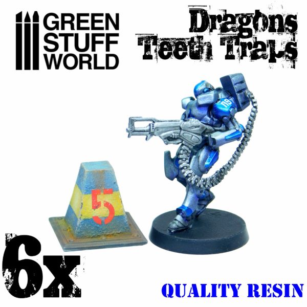 6x Resin Dragon Teeth Traps for Tanks 3