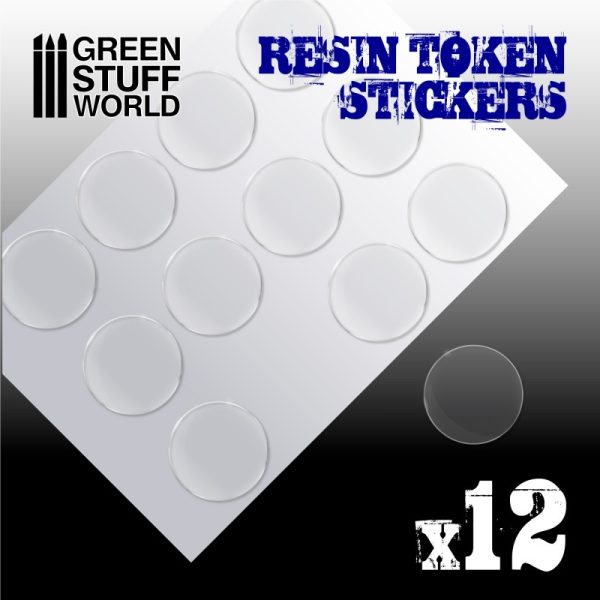 12x Resin Token Stickers 40mm 2