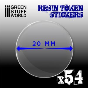 54x Resin Token Stickers 20mm 1