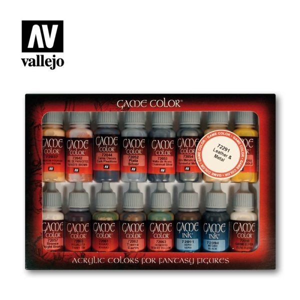 Vallejo Game Color Set - Leather and Metal (x16) 1