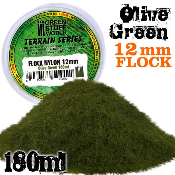 Static Grass Flock 12mm - Olive Green - 180 ml 1