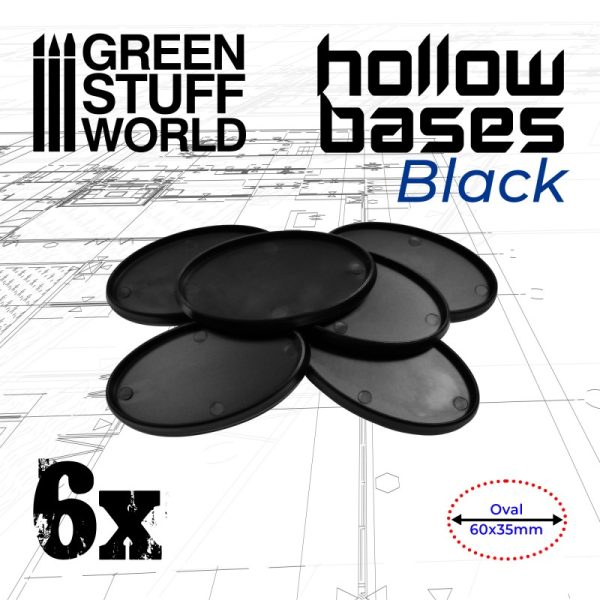Hollow Plastic Bases - BLACK Oval 60x35mm 1