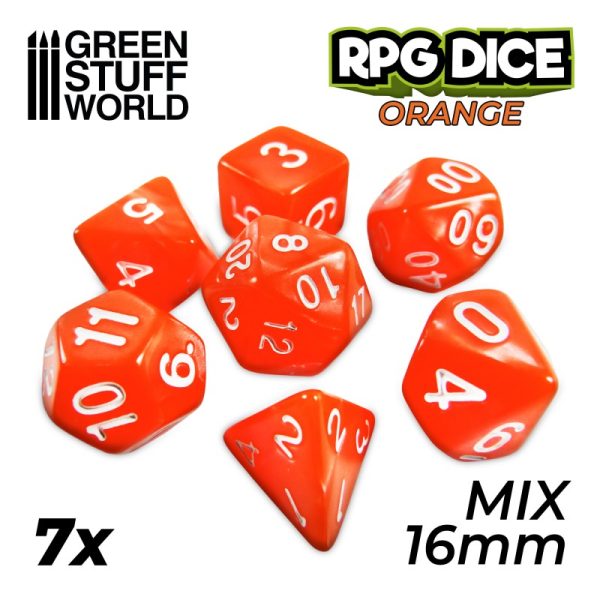 7x Mix 16mm Dice - Orange 1