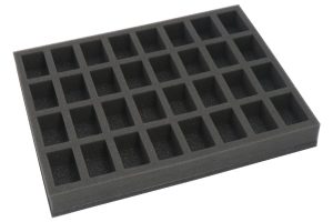 Foam tray for 32 miniatures on 32mm bases for old cases 1