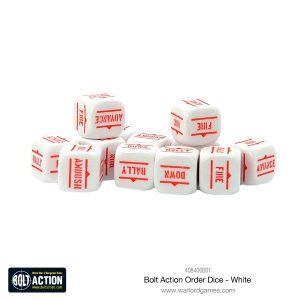 Bolt Action Orders Dice - White (12) 1