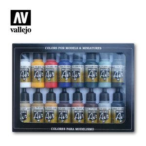 Vallejo Model Air Set: Basic Colors (x16) 1