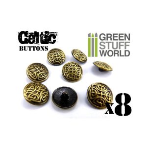8x CELTIC eternal Knuds Buttons - Antique Gold – 5/8 inches - 17mm 1