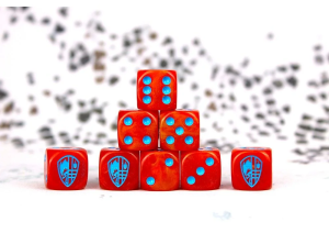 Conquest: Hundred Kingdom Faction Dice on Red swirl Dice 1