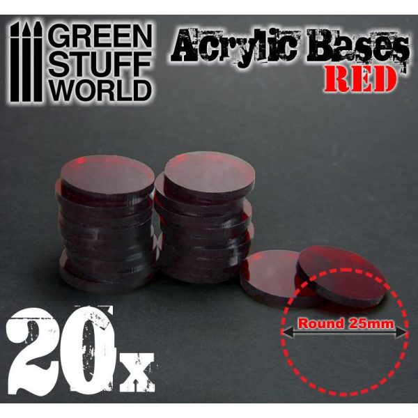 Acrylic Bases - Round 25 mm CLEAR RED 1