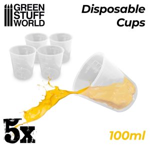 5x Disposable Measuring Cups 100ml 1