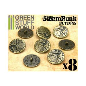 8x Steampunk Buttons WATCH MOVEMENTS - Bronze 1