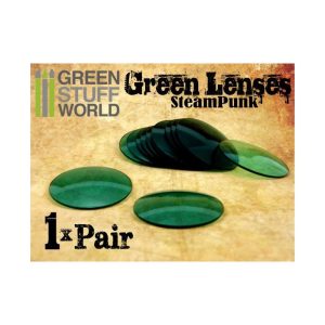 1x pair LENSES for Steampunk Goggles - Color GREEN 1