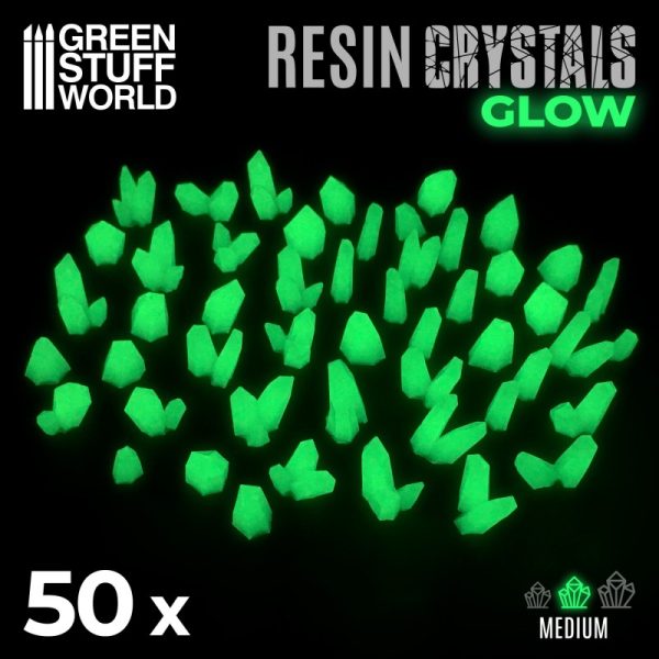 GREEN GLOW Resin Crystals - Medium 1