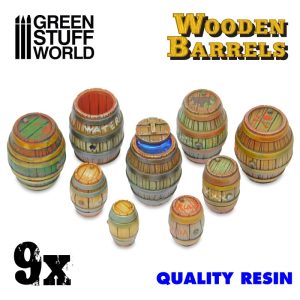 9x Resin Wooden Barrels 1