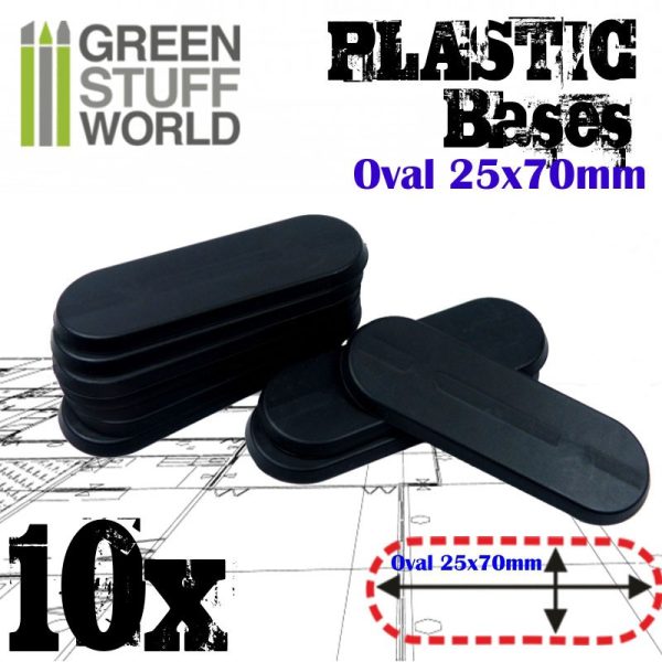 Plastic Bases - Oval Pill 25x70mm BLACK 1