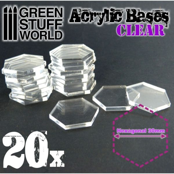 Acrylic Bases - Hexagonal 30 mm CLEAR 1
