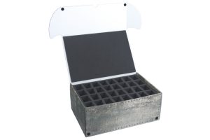 Combi BOX with 100mm deep raster foam tray and foam tray for 32 miniatures on 40mm bases 1
