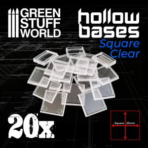 Plastic Clear Square Hollow Base 25mm 1