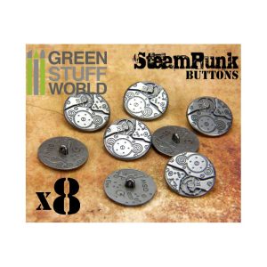 8x Steampunk Buttons WATCH MOVEMENTS - Silver 1