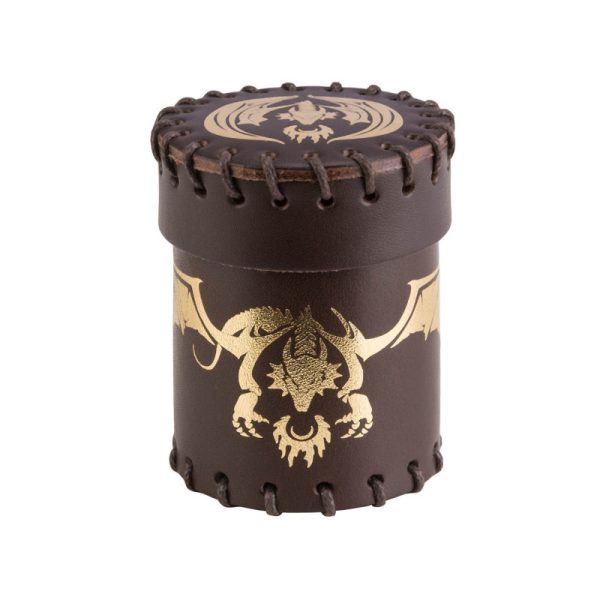 Flying Dragon Brown & golden Leather Dice Cup 2