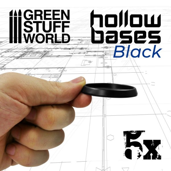 Hollow Plastic Bases - BLACK 50mm 2