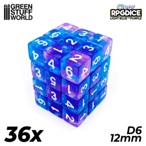 36x D6 12mm Dice - Light Blue - Purple 1