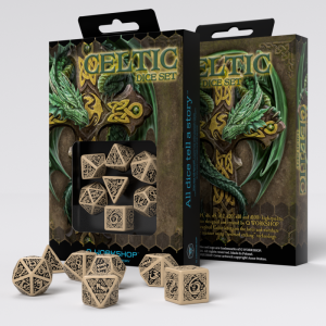 Celtic 3D Revised Beige & black Dice Set (7) 1